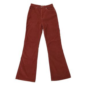 RVCA by Camille Rowe Livin Corduroy Pant Womens 25x29 Brown Stretch Flared Retro